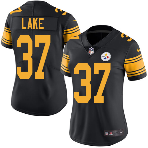 Women's Elite Carnell Lake Nike Jersey Black - #37 Rush NFL Pittsburgh Steelers